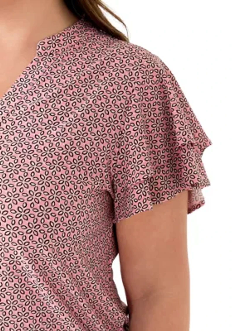 Plus Flutter Sleeve Jersey Top