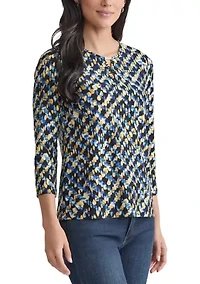 Petite 3/4 Sleeve Keyhole Top