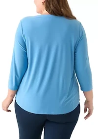 Plus 3/4 Sleeve Pocket Top