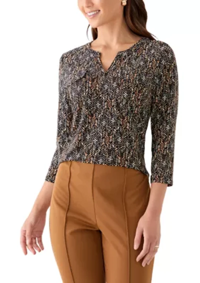 Women's 3/4 Sleeve Print Top