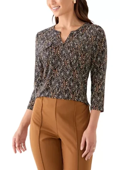Women's 3/4 Sleeve Print Top