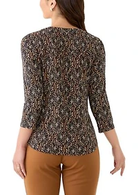 Women's 3/4 Sleeve Print Top