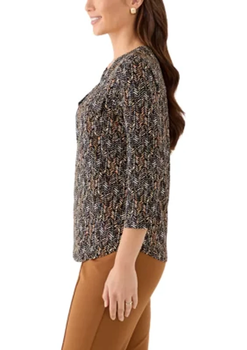 Women's 3/4 Sleeve Print Top