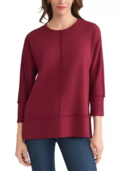 Petite Three Quarter Dolman Sleeve Detail T-Shirt