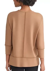 Petite Three Quarter Dolman Sleeve Detail T-Shirt