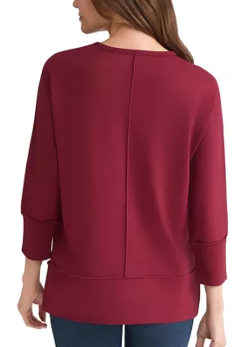 Petite Three Quarter Dolman Sleeve Detail T-Shirt