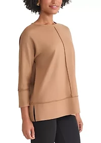 Petite Three Quarter Dolman Sleeve Detail T-Shirt