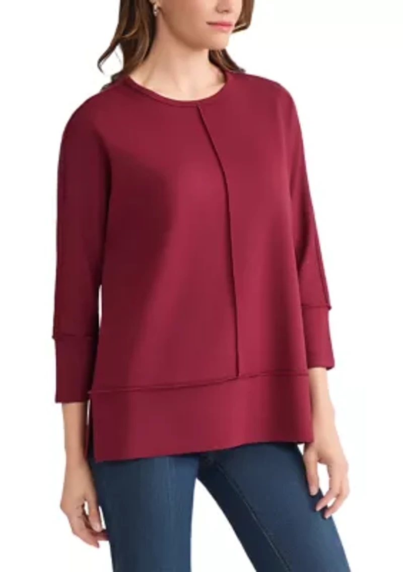 Petite Three Quarter Dolman Sleeve Detail T-Shirt