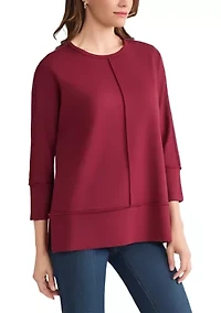 Petite Three Quarter Dolman Sleeve Detail T-Shirt