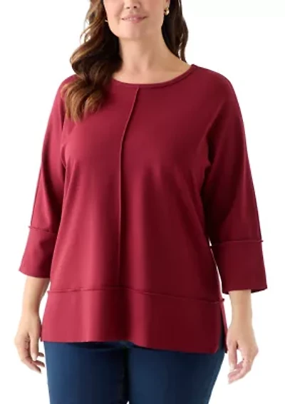 Plus Serenity Knit 3/4 Dolman Sleeve Tunic Top