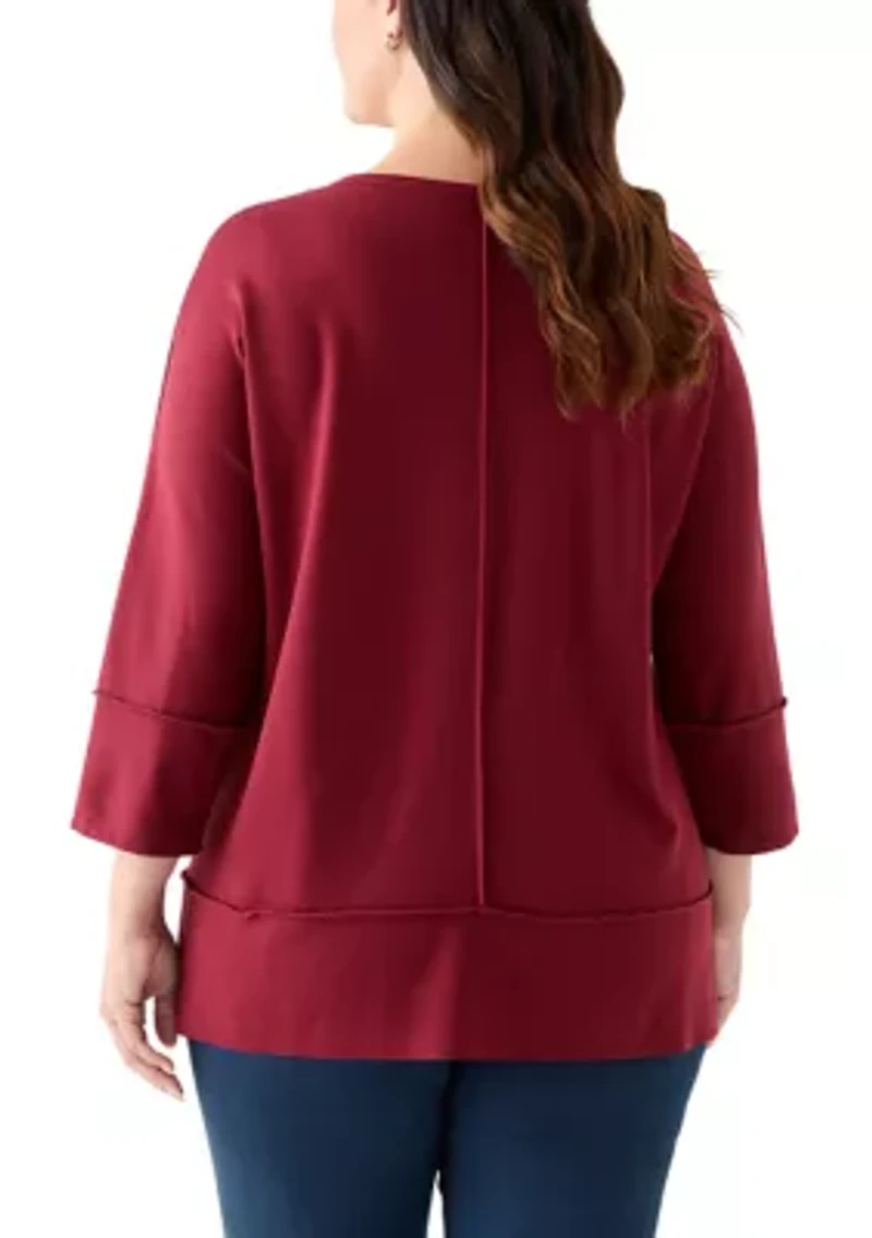 Plus Serenity Knit 3/4 Dolman Sleeve Tunic Top