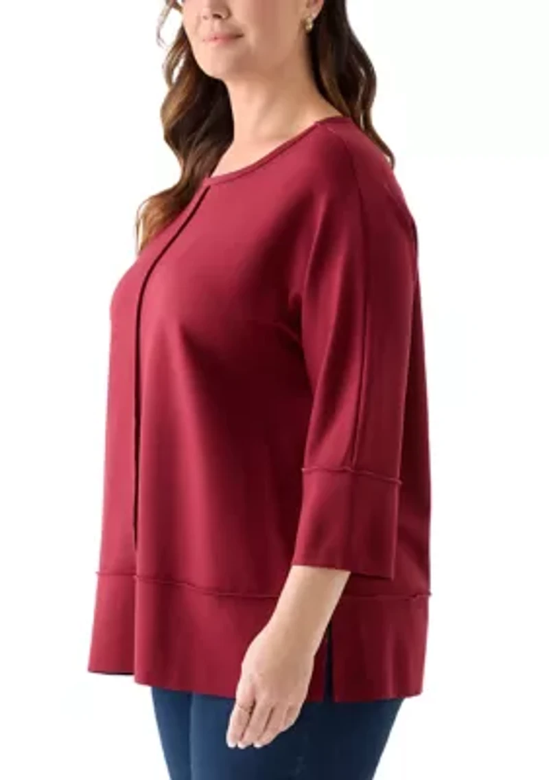 Plus Serenity Knit 3/4 Dolman Sleeve Tunic Top