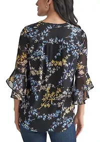 Women's Flutter Sleeve Ruffle Blouse