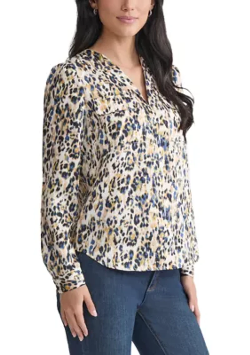 Women's Long Sleeve Printed Utility Blouse
