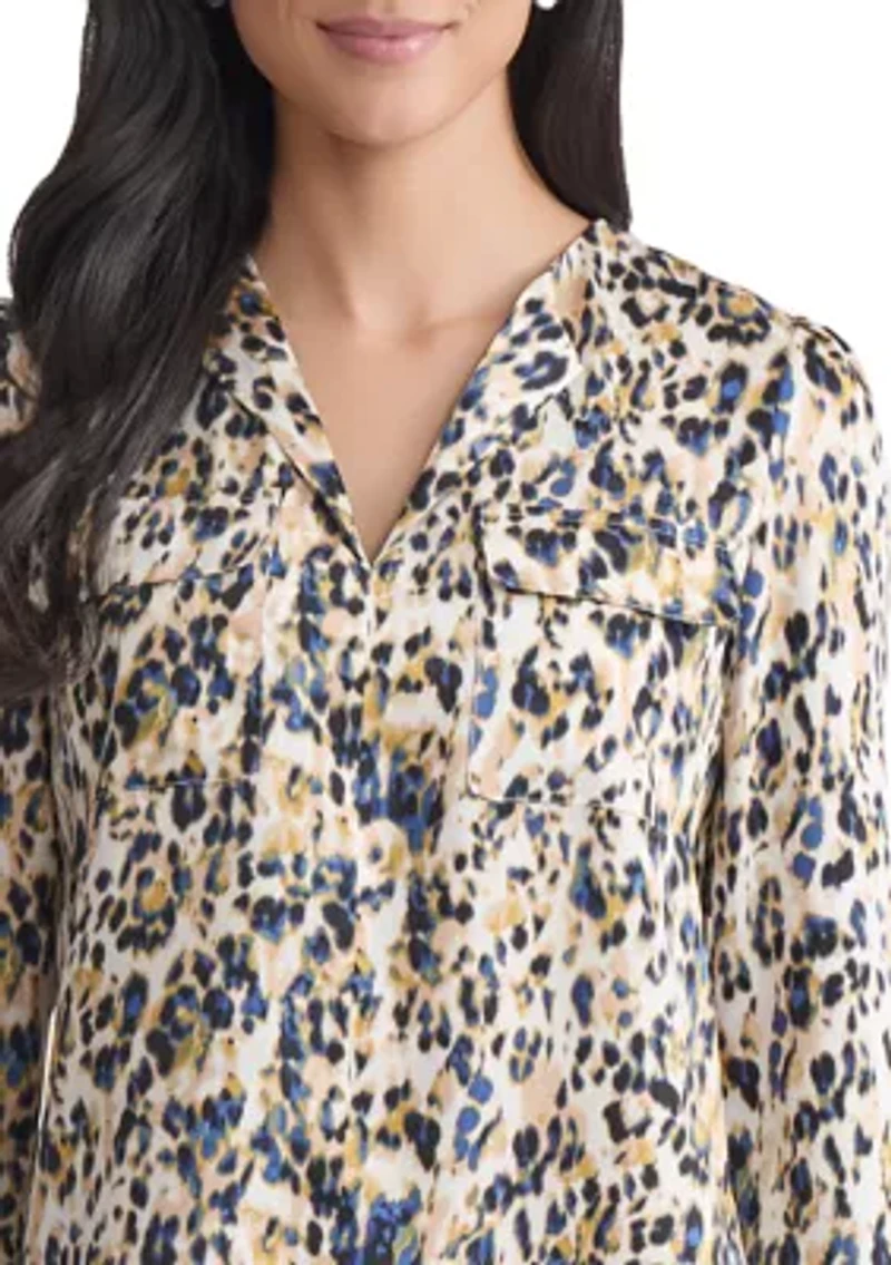 Women's Long Sleeve Printed Utility Blouse