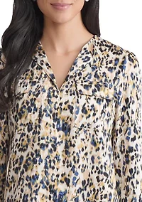 Women's Long Sleeve Printed Utility Blouse
