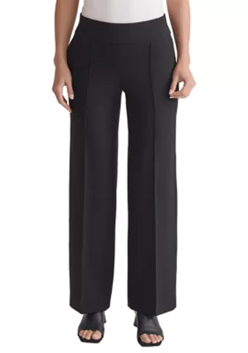 Petite Pull On Pintuck Wide Leg Pants