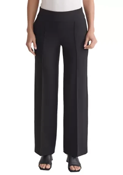 Petite Pull On Pintuck Wide Leg Pants