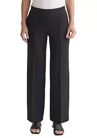 Petite Pull On Pintuck Wide Leg Pants