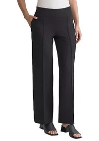 Petite Pull On Pintuck Wide Leg Pants
