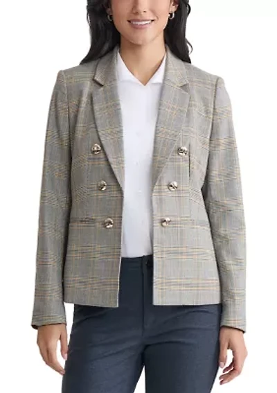 Women's Plaid Faux Double Blazer