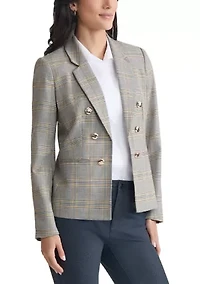 Women's Plaid Faux Double Blazer