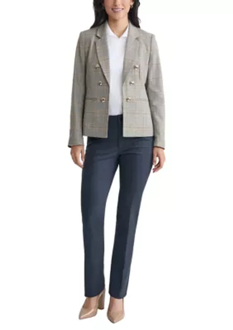 Women's Plaid Faux Double Blazer