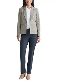 Women's Plaid Faux Double Blazer