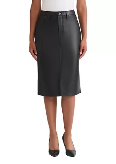 Women's Vegan Leather Midi Skirt