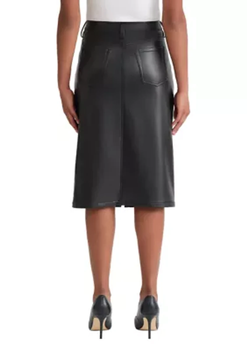 Women's Vegan Leather Midi Skirt