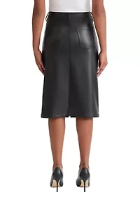 Women's Vegan Leather Midi Skirt