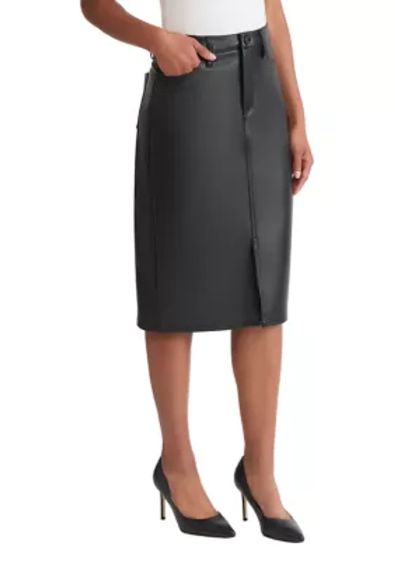 Women's Vegan Leather Midi Skirt