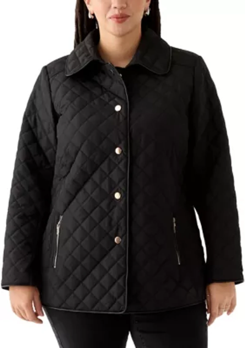 Plus Snap Front Quilted Jacket