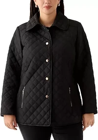 Plus Snap Front Quilted Jacket