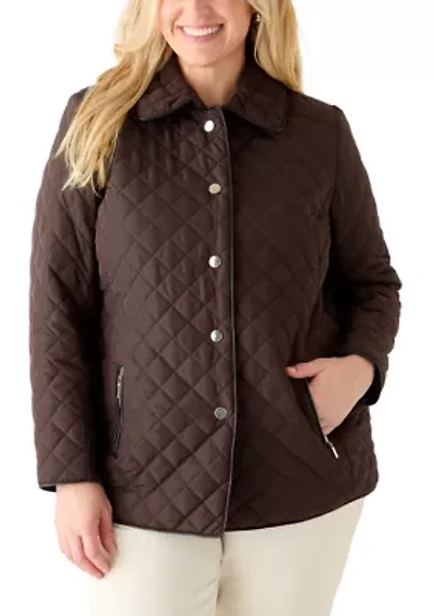 Plus Snap Front Quilted Jacket