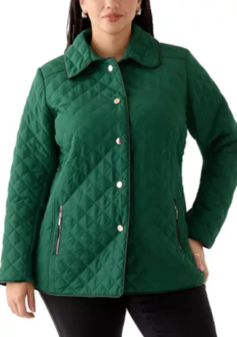 Plus Snap Front Quilted Jacket