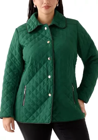 Plus Snap Front Quilted Jacket