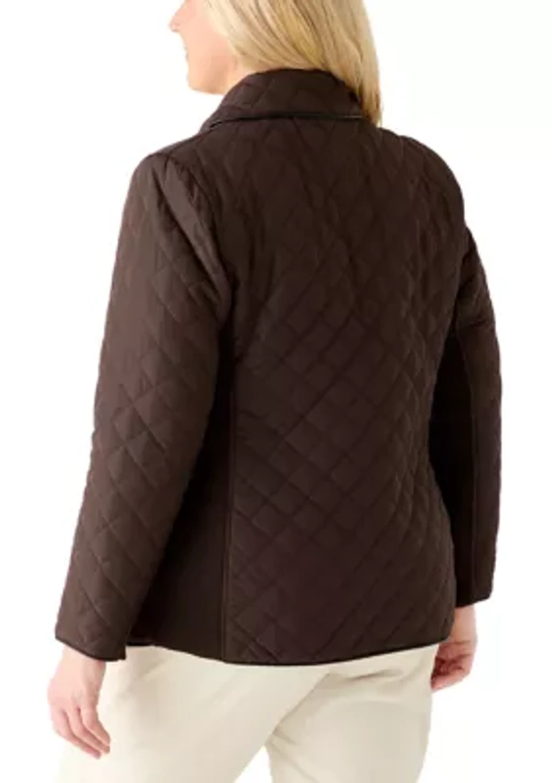 Plus Snap Front Quilted Jacket