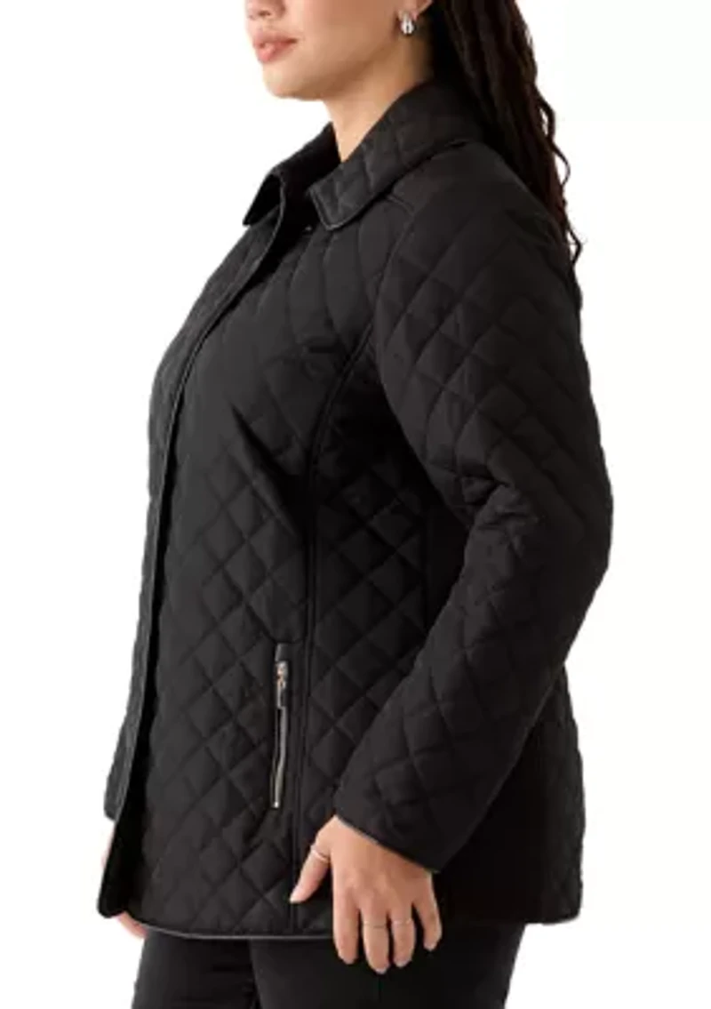 Plus Snap Front Quilted Jacket