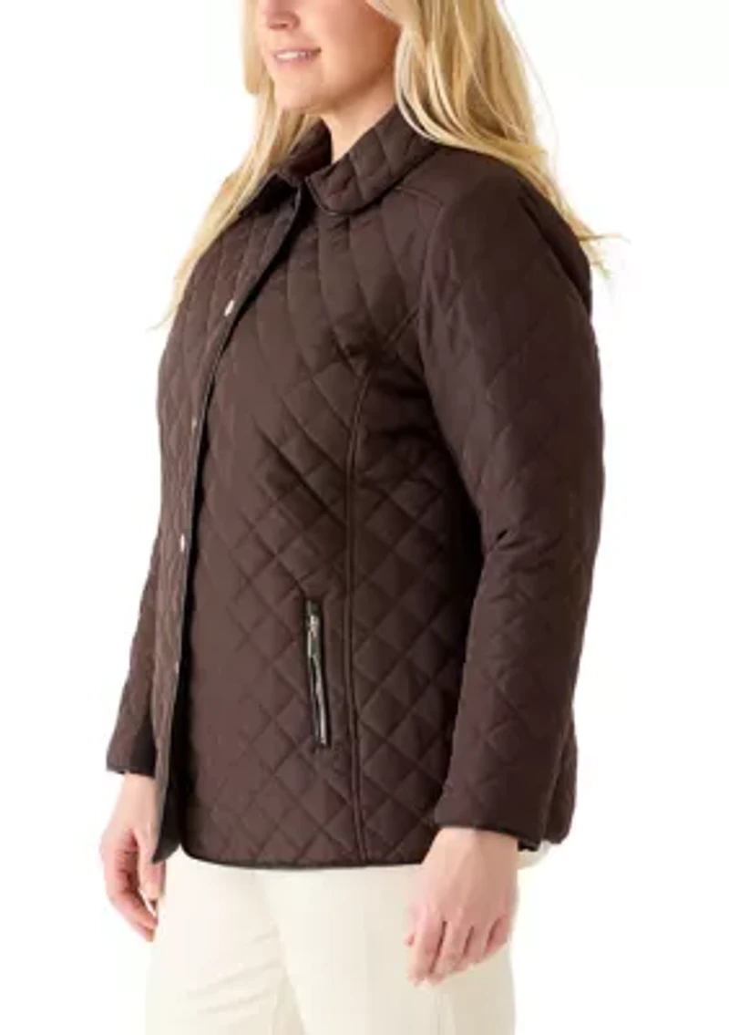Plus Snap Front Quilted Jacket