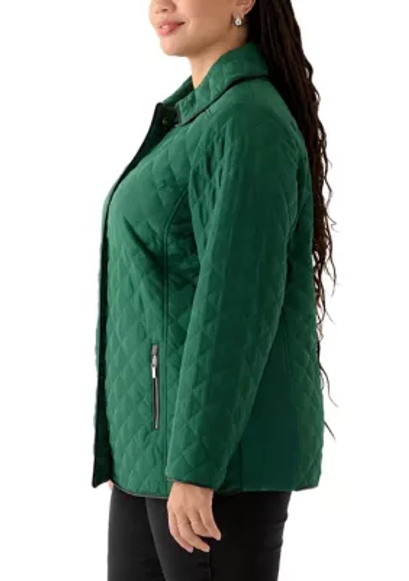 Plus Snap Front Quilted Jacket