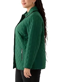 Plus Snap Front Quilted Jacket