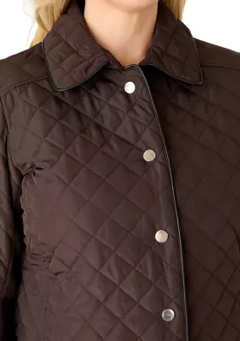 Plus Snap Front Quilted Jacket
