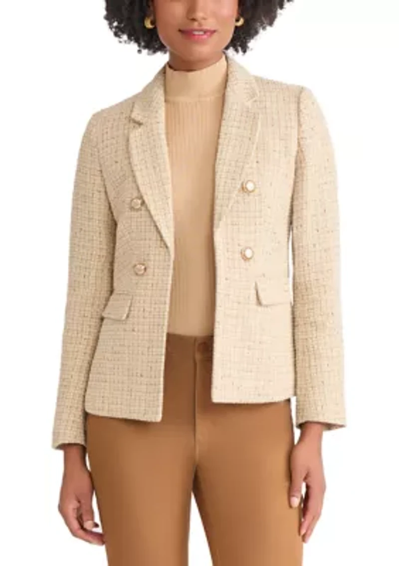 Women's Faux Double Breasted Jacket with Suede