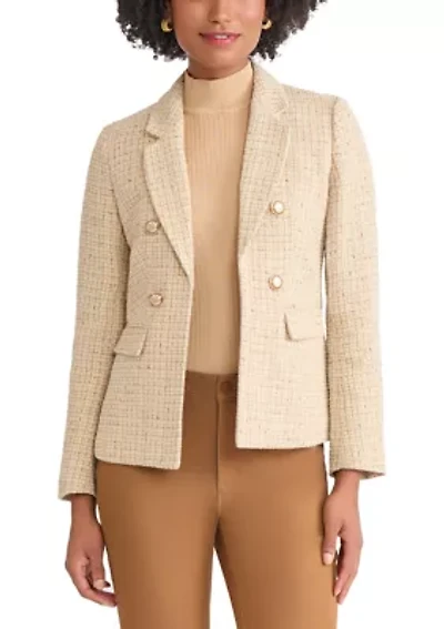 Women's Faux Double Breasted Jacket with Suede