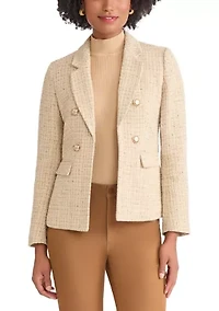 Women's Faux Double Breasted Jacket with Suede