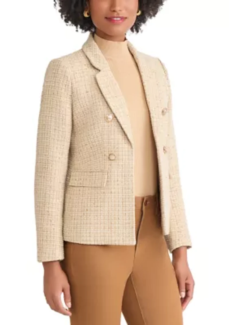 Women's Faux Double Breasted Jacket with Suede