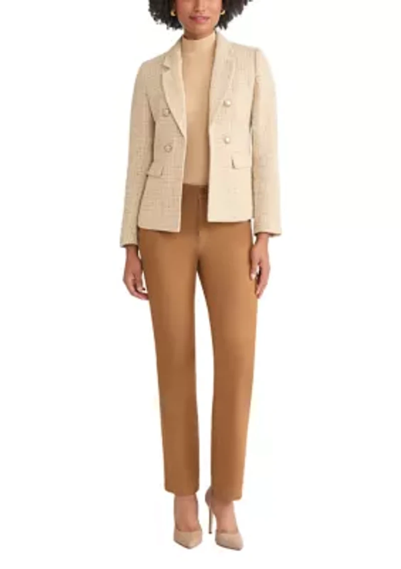 Women's Faux Double Breasted Jacket with Suede