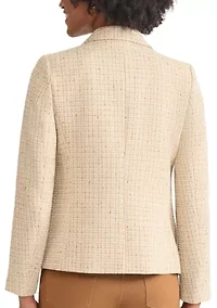 Petite Faux Double Breasted Suede Flap Pocket Jacket