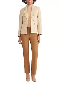 Petite Faux Double Breasted Suede Flap Pocket Jacket